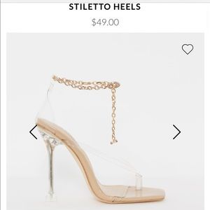 Meera Nude Patent Clear Chain Thong Stilettos